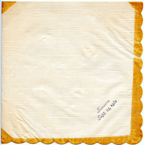 Bridal shower napkin, 1961 